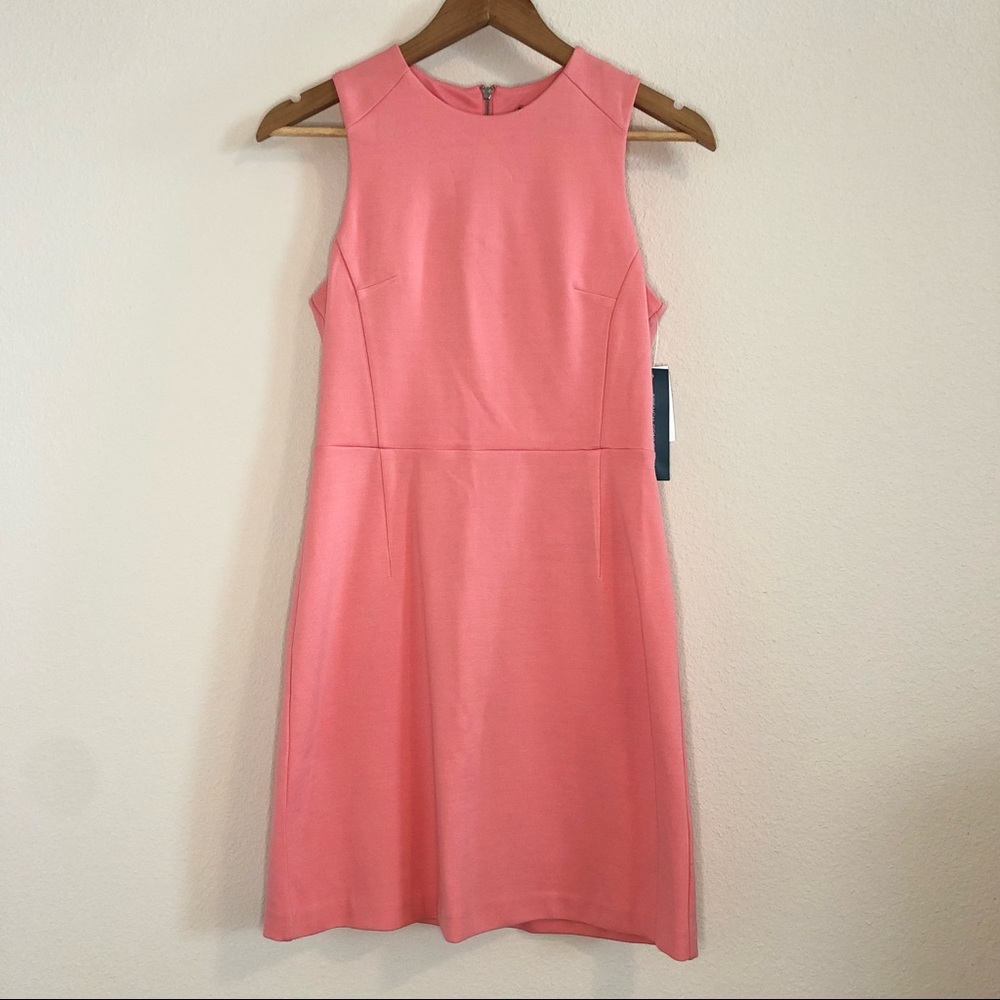 French Connection Coral Pink Sleeveless Dress Crew Neck Size 4 NWT New With Tags